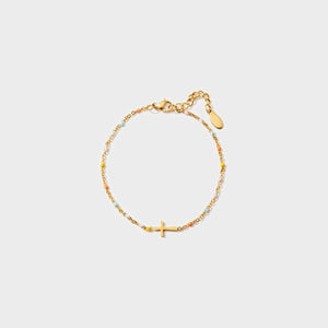 Whoopsie Daisy-18K Gold-Plated Cross Bead Bracelet-Whoopsie Daisy