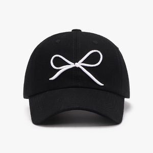 Whoopsie Daisy-Bow Embroidered Cotton Baseball Cap-Whoopsie Daisy