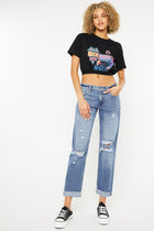 Whoopsie Daisy-Kancan Mid Rise Distressed Straight Jeans-Whoopsie Daisy