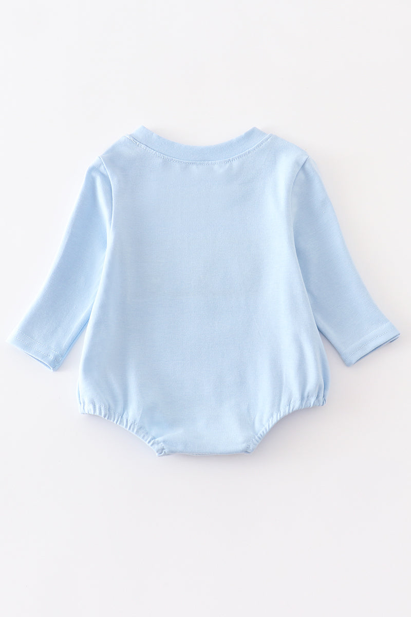 Blue deer smocked boy bubble