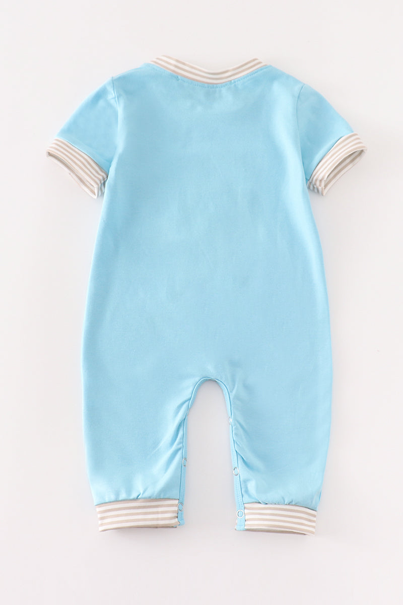 Blue Puppy Applique Boy Romper