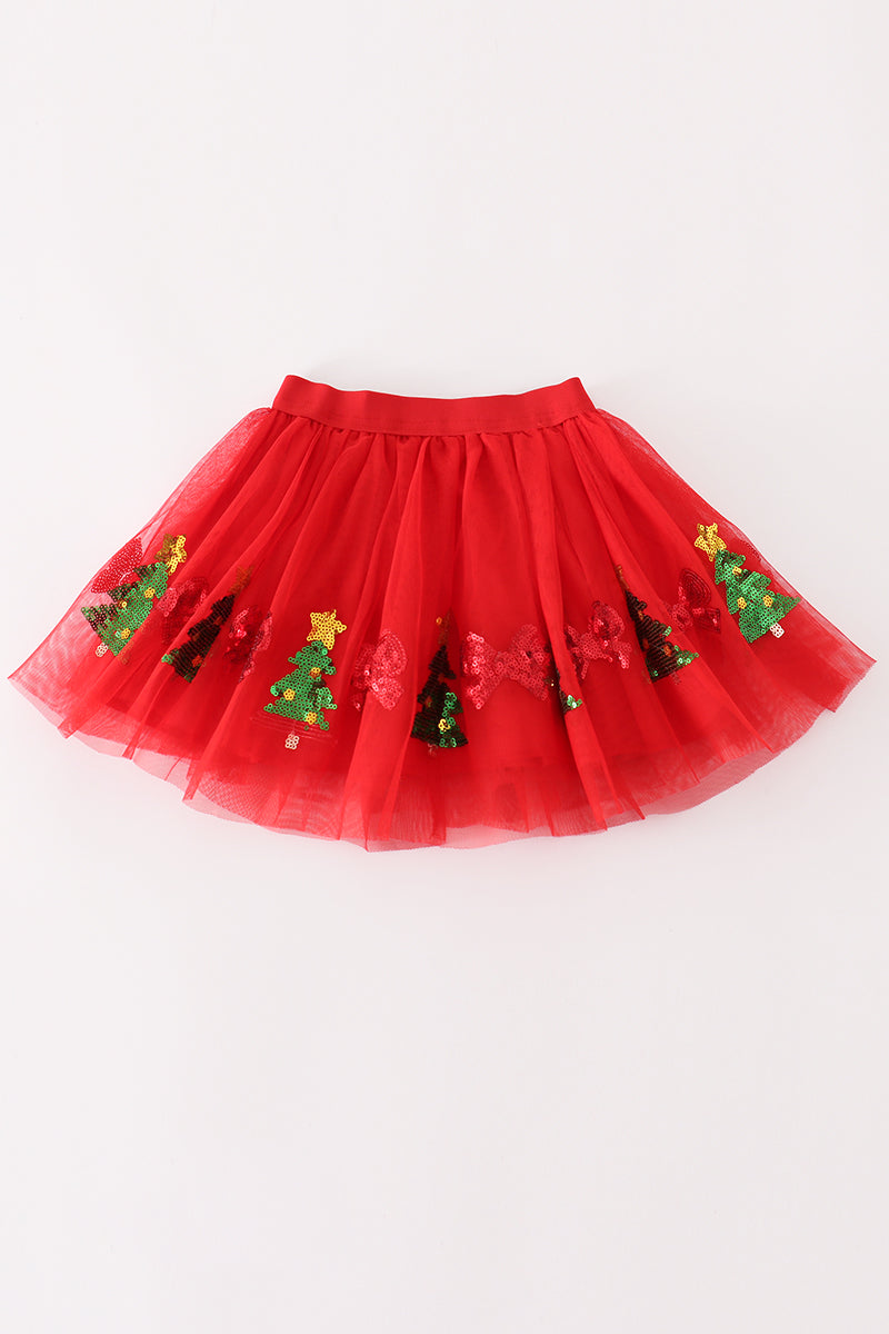 Red Gingerbread Sequin Tutu Skirt