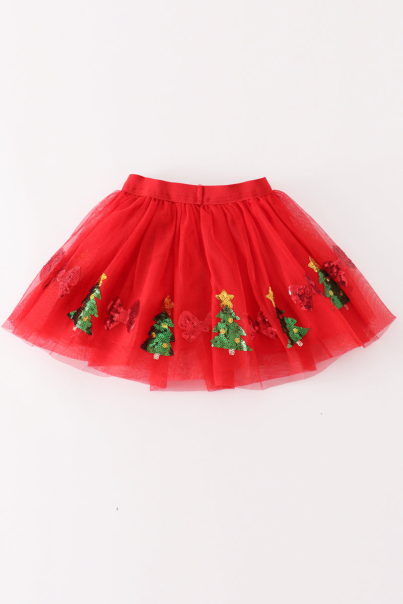 Red Gingerbread Sequin Tutu Skirt