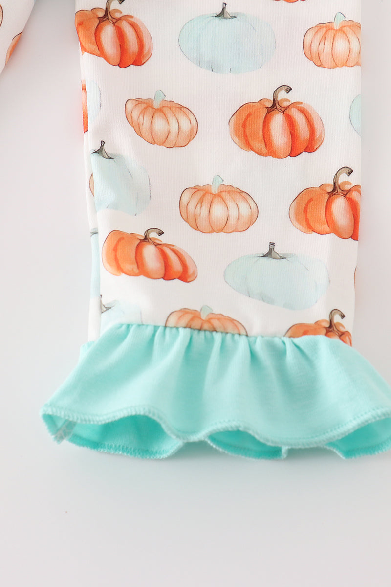 Pumpkin Print Girl Pajamas Set