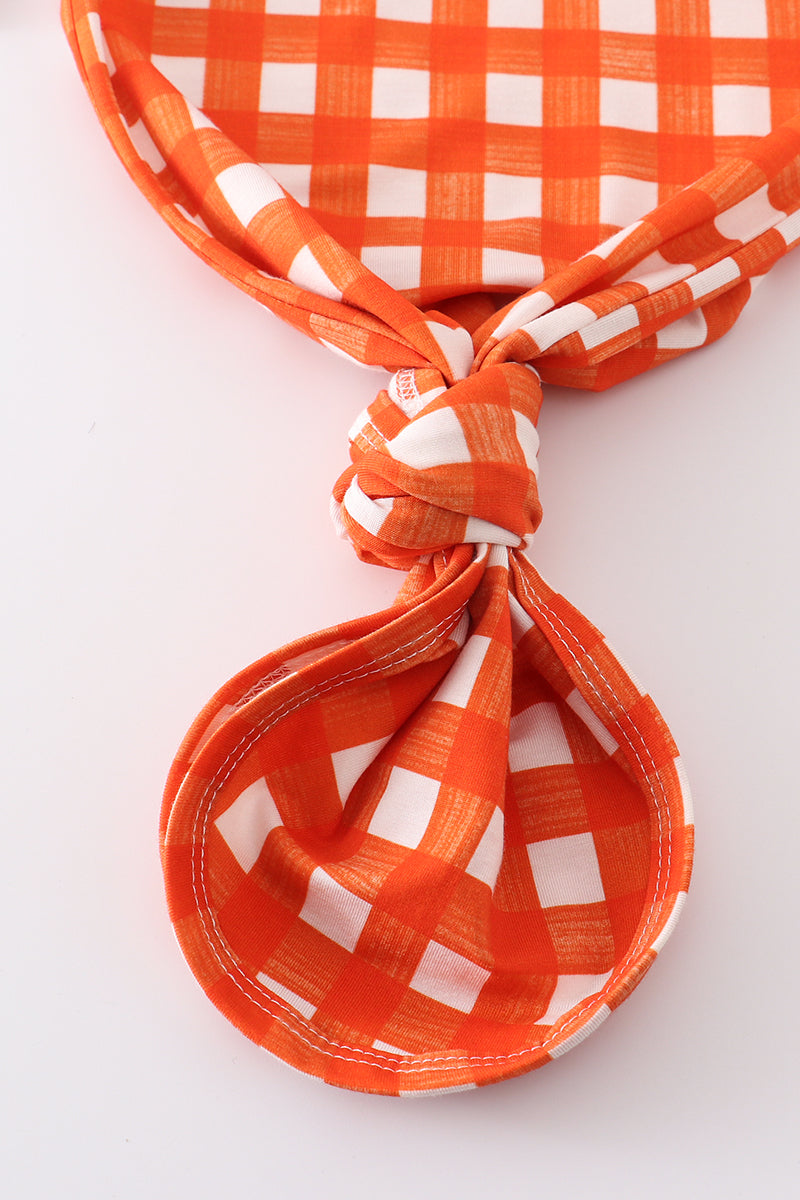 Orange plaid hairband baby gown