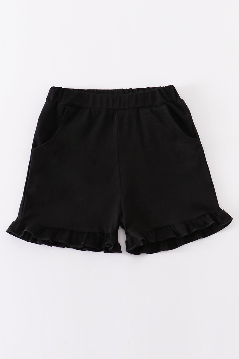 Black basic ruffle shorts