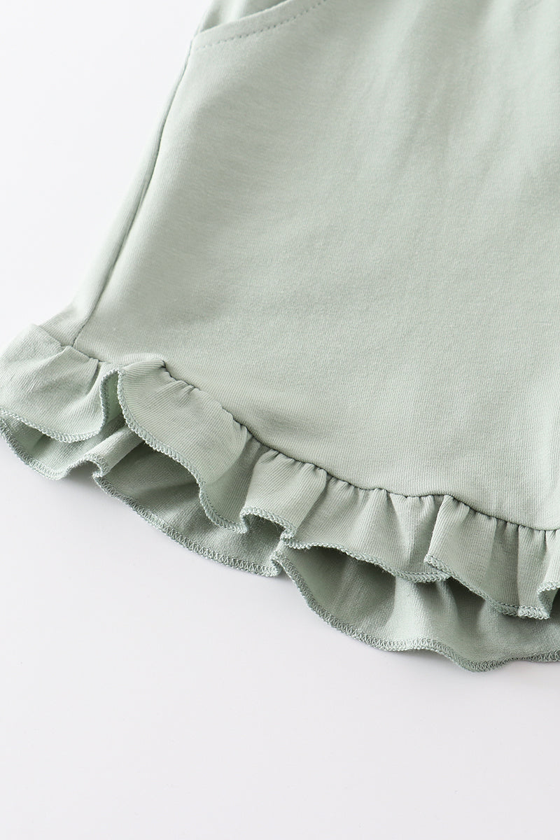 Sage basic ruffle shorts