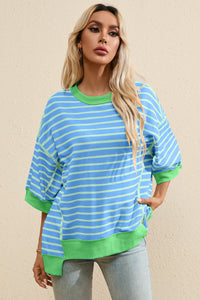 Whoopsie Daisy-Striped Round Neck Half Sleeve T-Shirt-Whoopsie Daisy