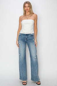 Whoopsie Daisy-RISEN Full Size High Waist Distressed Wide Leg Jeans-Whoopsie Daisy