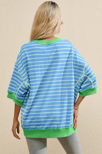 Whoopsie Daisy-Striped Round Neck Half Sleeve T-Shirt-Whoopsie Daisy