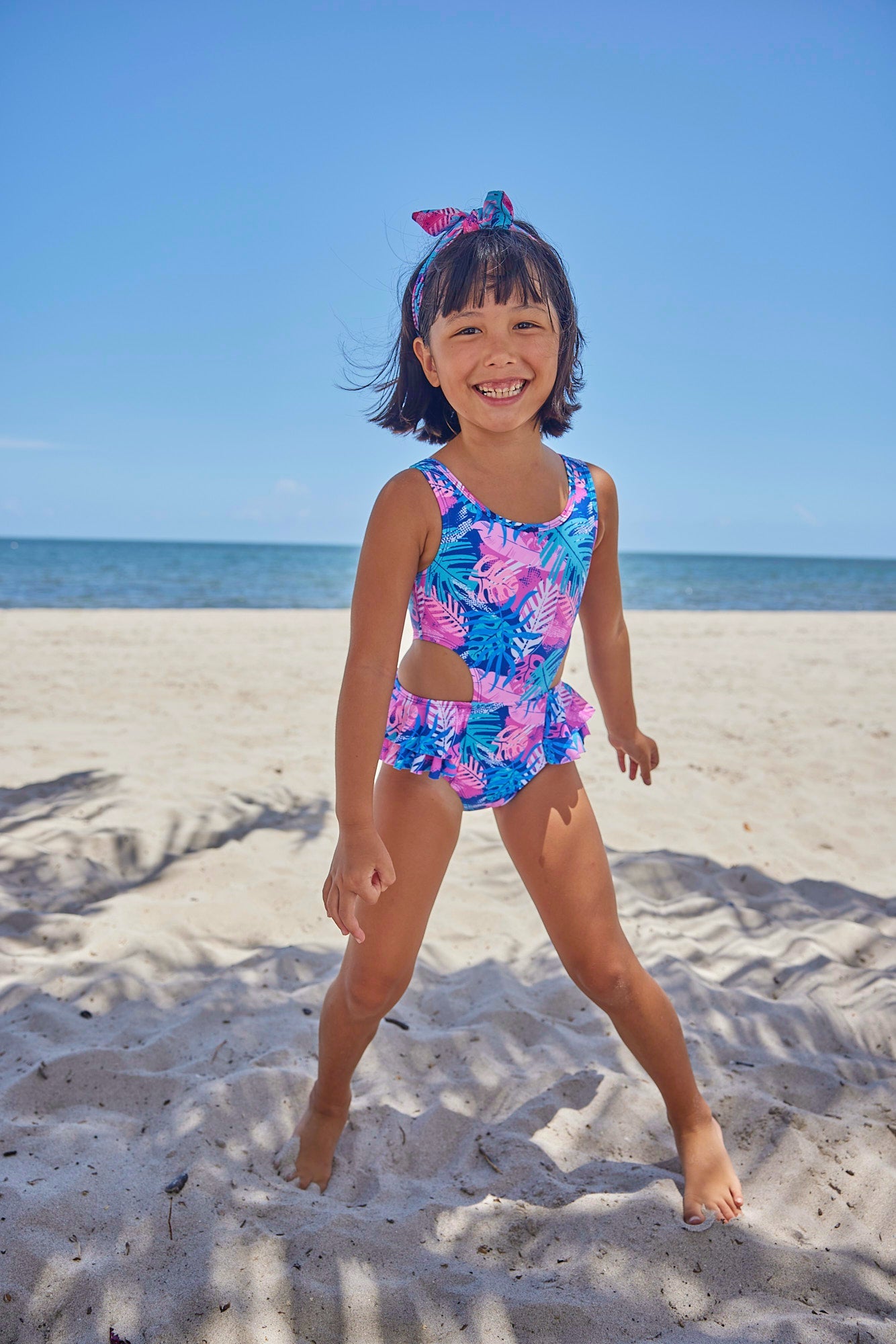 Blueberry Bay-Driftwood Palms One Piece Swimsuit-Whoopsie Daisy