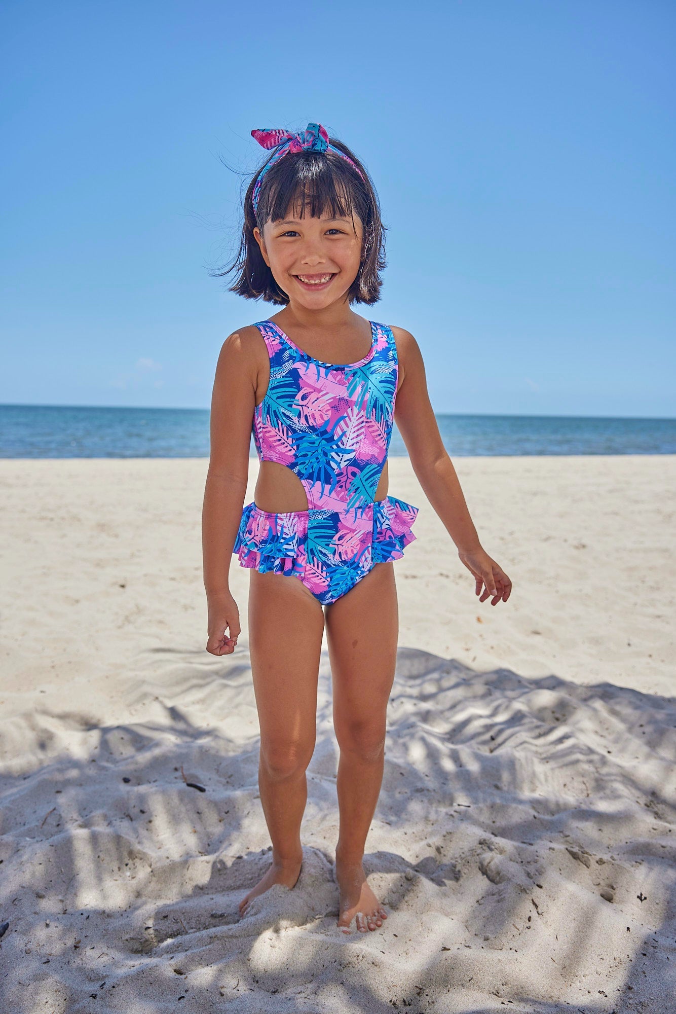 Blueberry Bay-Driftwood Palms One Piece Swimsuit-Whoopsie Daisy