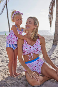 Blueberry Bay-Beachside Footprints Two Piece Swimsuit-Whoopsie Daisy