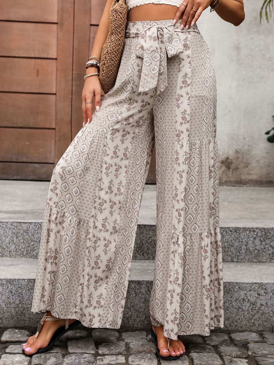 Whoopsie Daisy-Printed Wide Leg Pants-Whoopsie Daisy