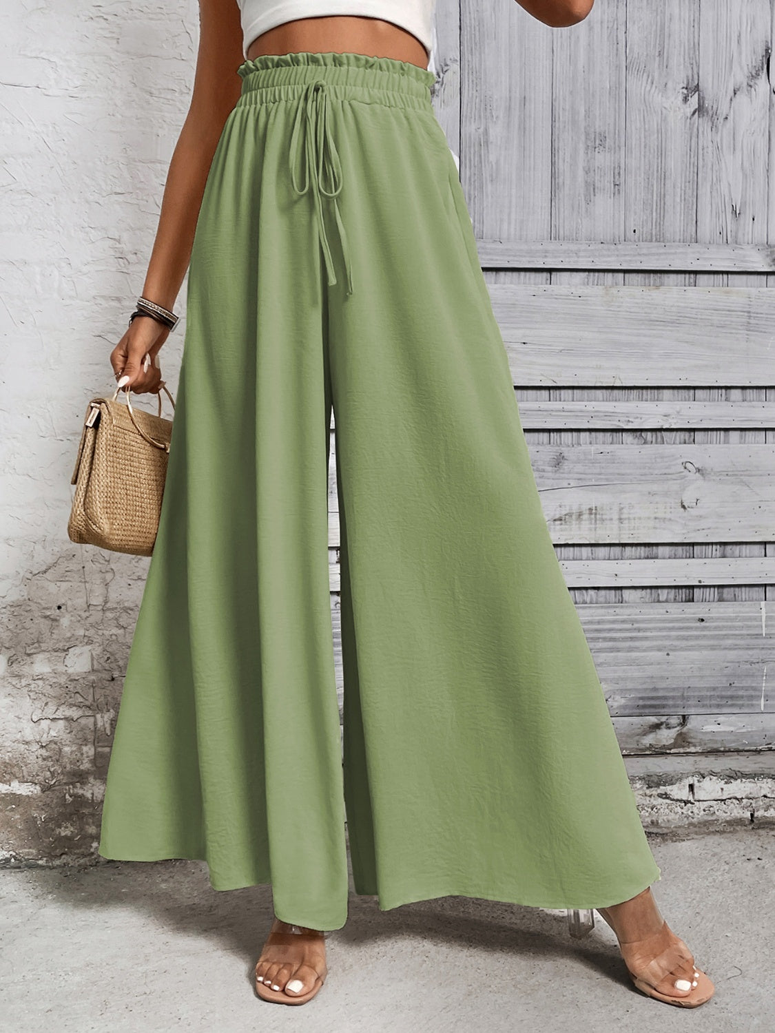 Whoopsie Daisy-Tied High Waist Wide Leg Pants-Whoopsie Daisy