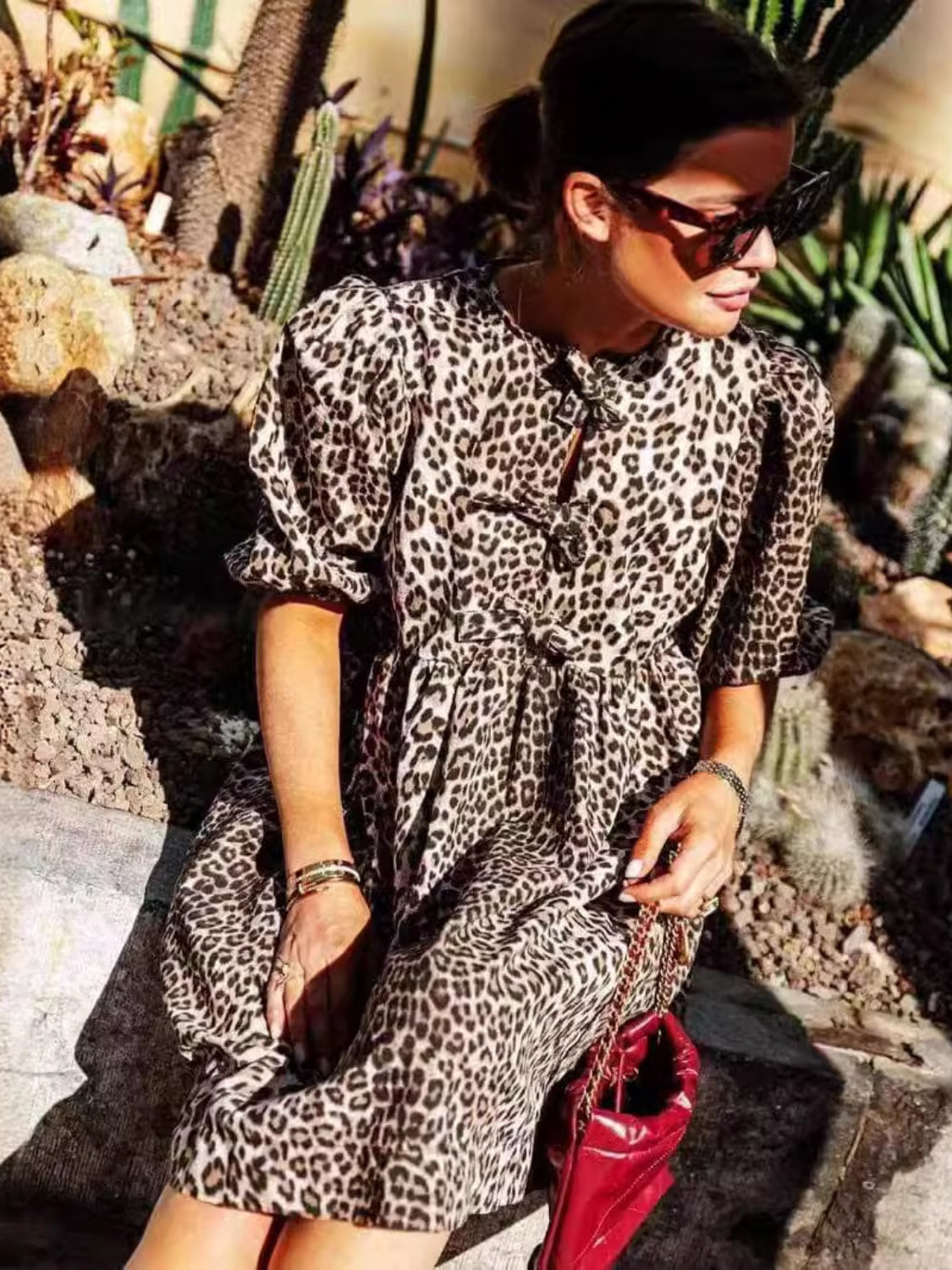 Leopard short sleeve dress best sale