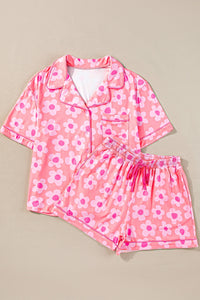 Whoopsie Daisy-Pocketed Flower Half Sleeve Top and Shorts Lounge Set-Whoopsie Daisy