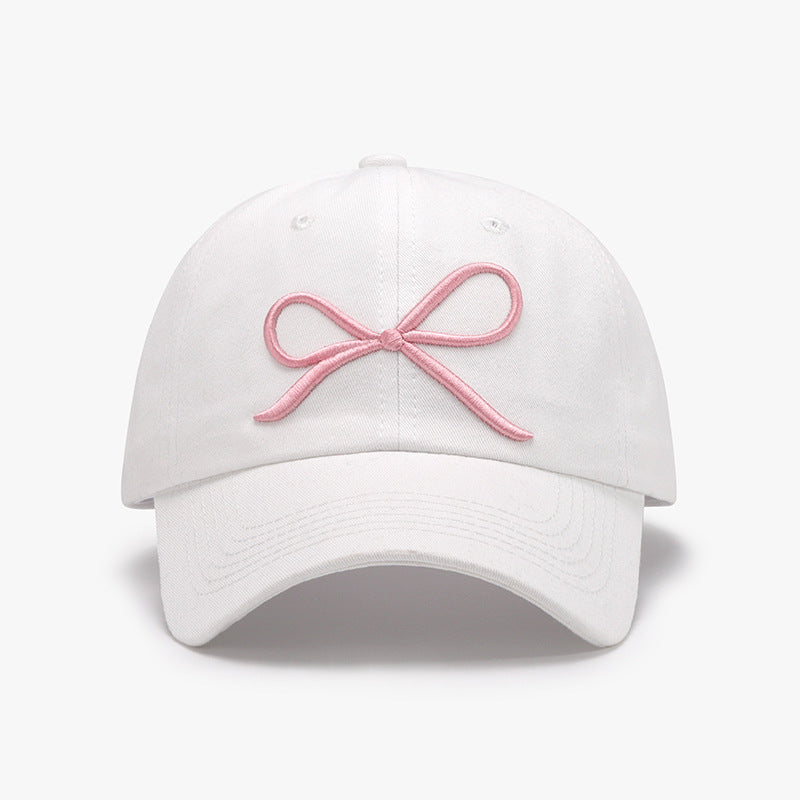 Whoopsie Daisy-Bow Embroidered Cotton Baseball Cap-Whoopsie Daisy