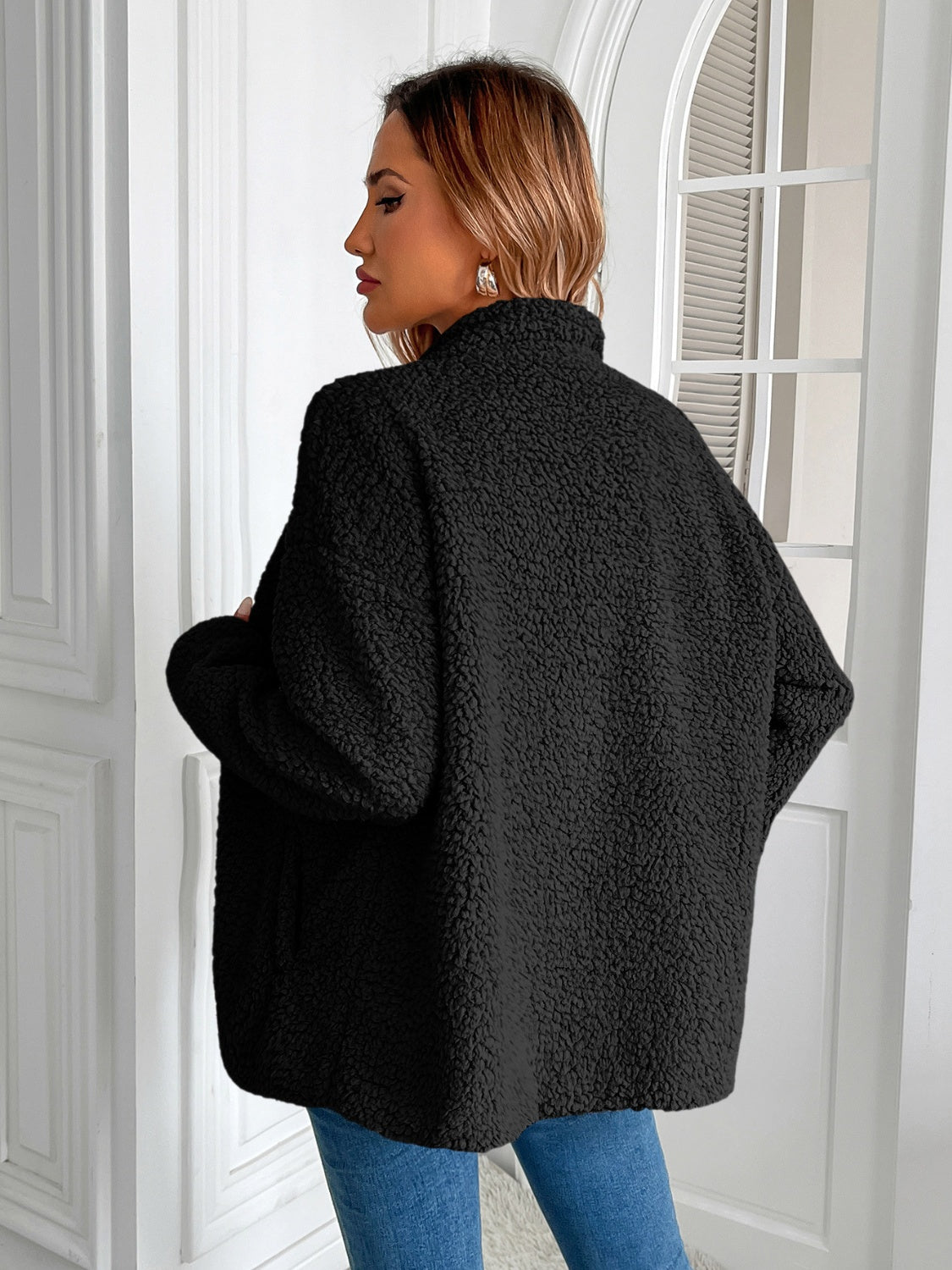 Ivy Lane Zip Up Long Sleeve Fuzzy Jacket