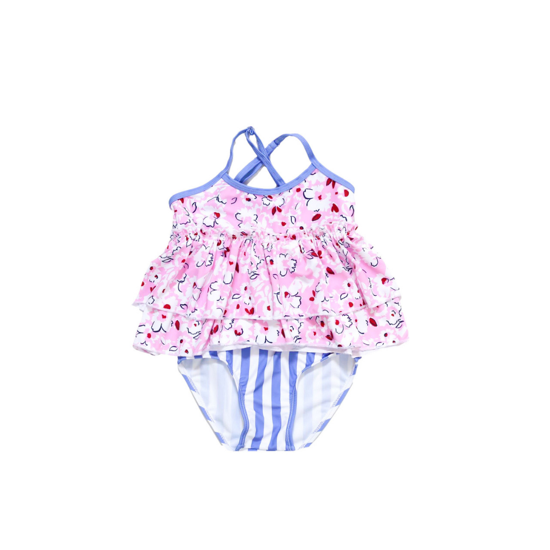 Blueberry Bay-Beachside Footprints Two Piece Swimsuit-Whoopsie Daisy