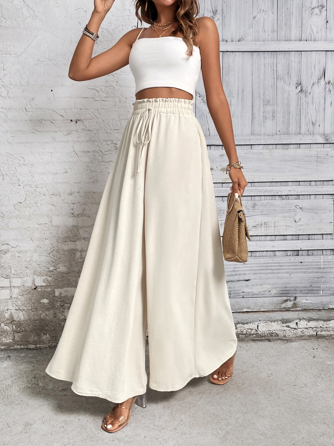 Whoopsie Daisy-Tied High Waist Wide Leg Pants-Whoopsie Daisy