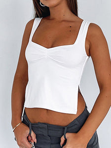 Whoopsie Daisy-Ruched Sweetheart Neck Wide Strap Tank-Whoopsie Daisy