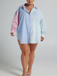 Whoopsie Daisy-Striped Button Up Shirt and Shorts Set-Whoopsie Daisy