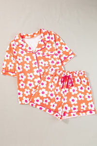 Whoopsie Daisy-Pocketed Flower Half Sleeve Top and Shorts Lounge Set-Whoopsie Daisy