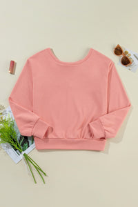 Whoopsie Daisy-Bow Round Neck Long Sleeve Sweatshirt-Whoopsie Daisy