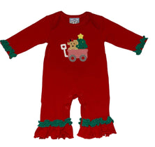Three Sisters-Three Sisters Baby Girls Christmas Wagon Puppy Romper-Whoopsie Daisy