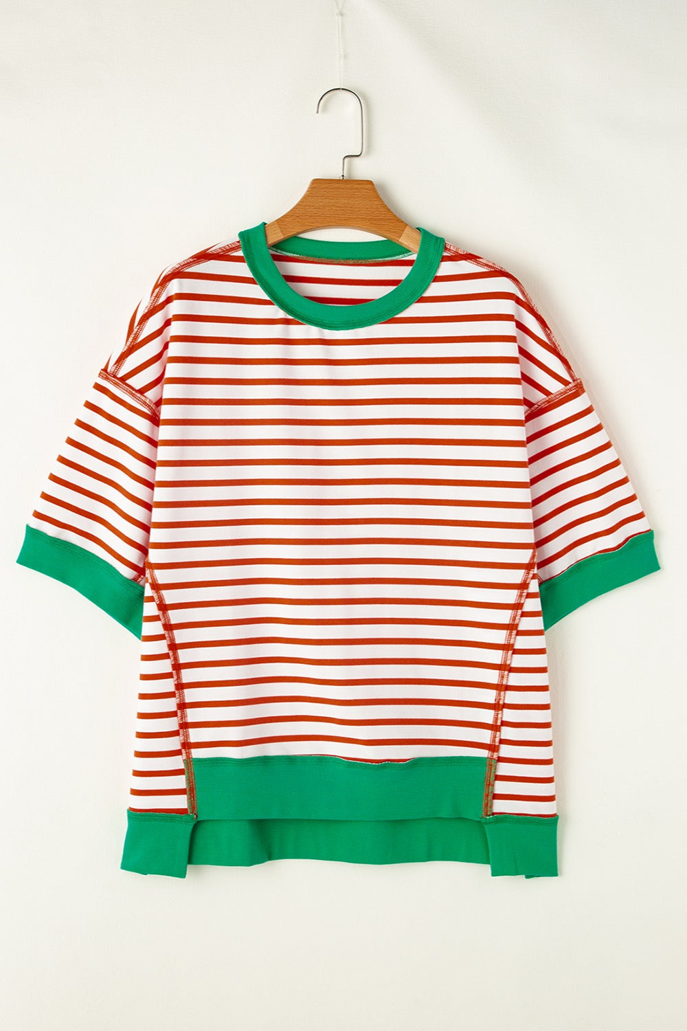 Whoopsie Daisy-Striped Round Neck Half Sleeve T-Shirt-Whoopsie Daisy