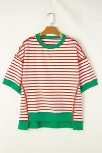 Whoopsie Daisy-Striped Round Neck Half Sleeve T-Shirt-Whoopsie Daisy