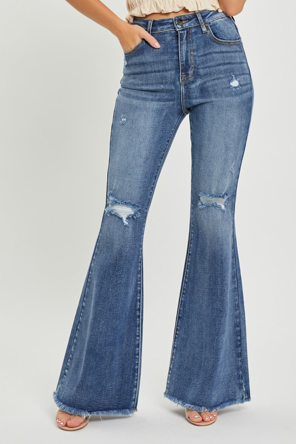 Whoopsie Daisy-RISEN High Waist Distressed Fare Jeans-Whoopsie Daisy