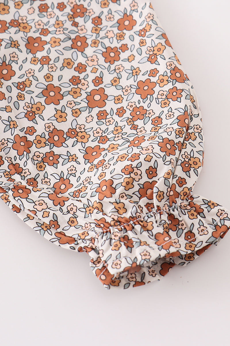 Terracotta floral swiss dot baby set