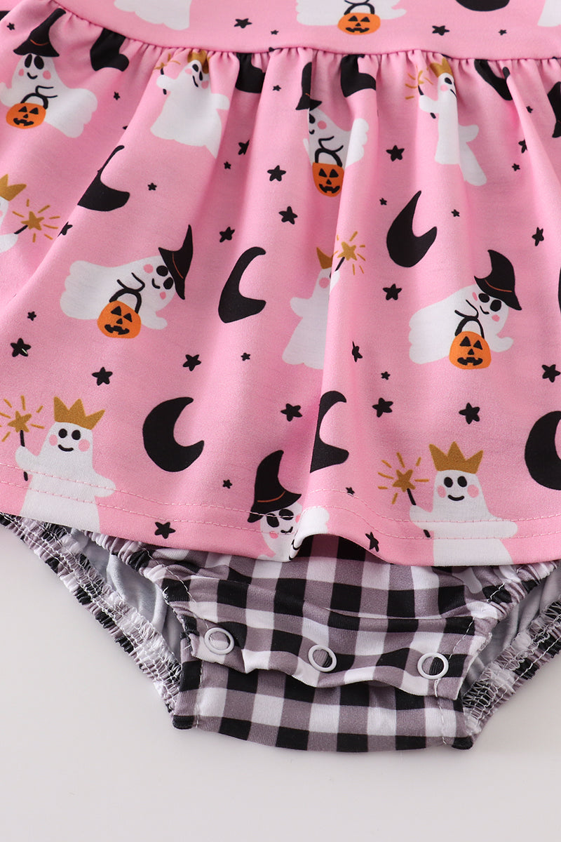 Pink halloween ghost girl romper