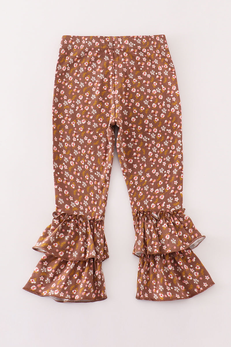 Platinum Brown Floral Layered Pants