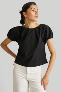 Reistor-Reistor Balloon Sleeve Top in Black-Whoopsie Daisy