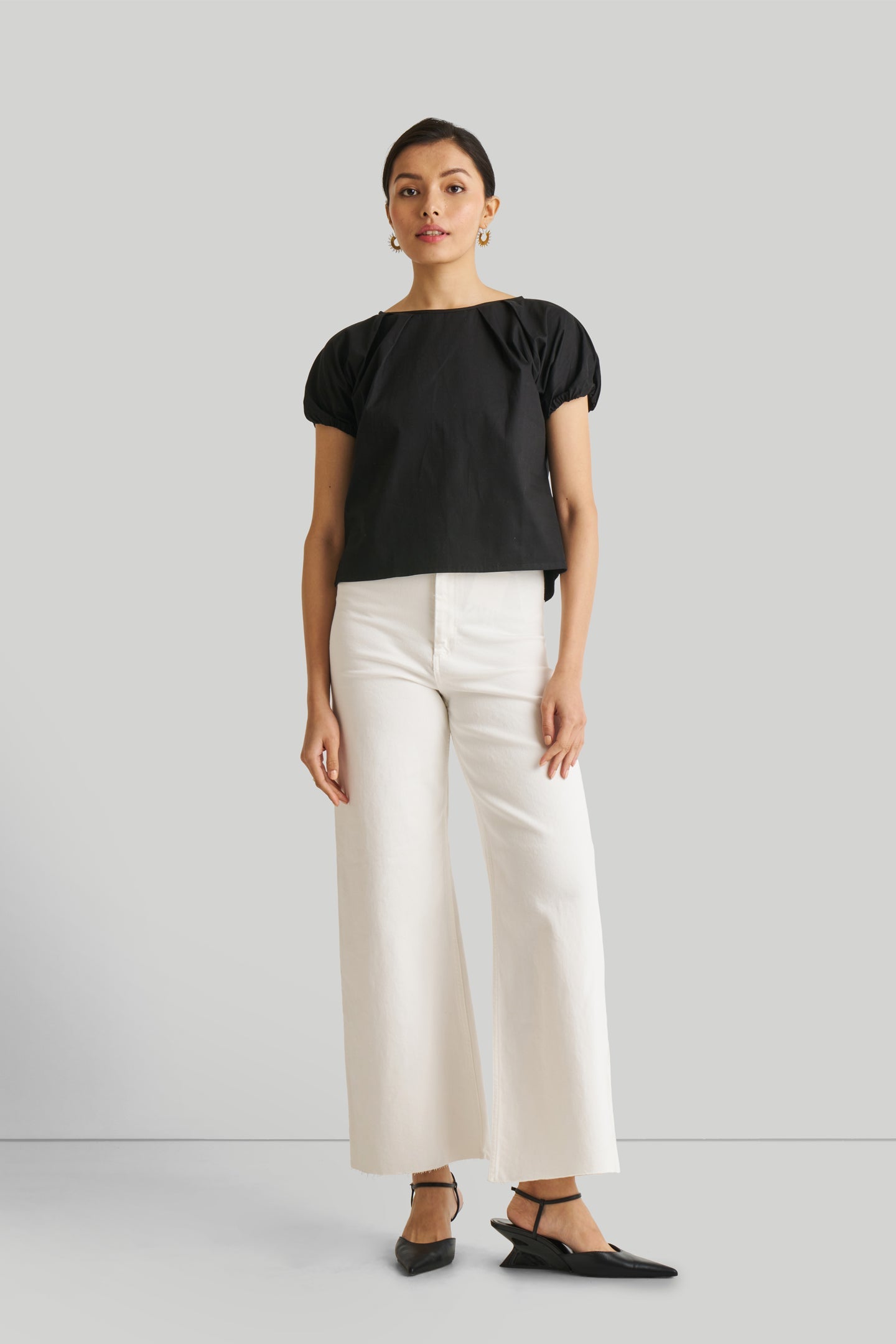 Reistor-Reistor Balloon Sleeve Top in Black-Whoopsie Daisy