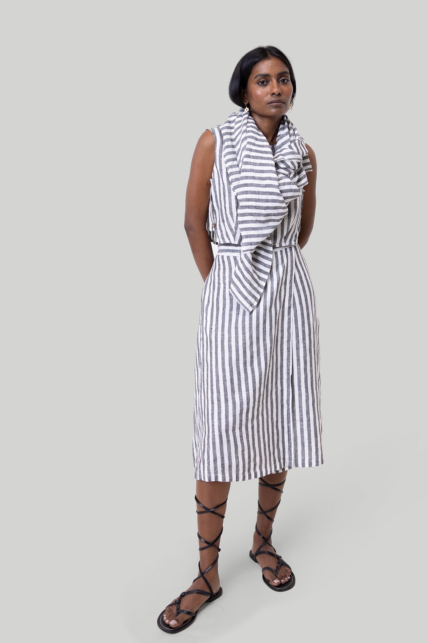 Breezy Summer Set in Linen Stripes-3