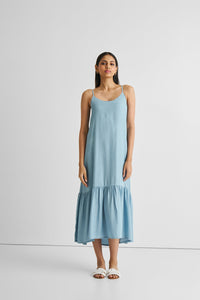 Reistor-Reistor Flowy Maxi Dress in Blue Denim-Whoopsie Daisy