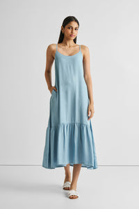 Reistor-Reistor Flowy Maxi Dress in Blue Denim-Whoopsie Daisy