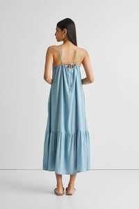 Reistor-Reistor Flowy Maxi Dress in Blue Denim-Whoopsie Daisy