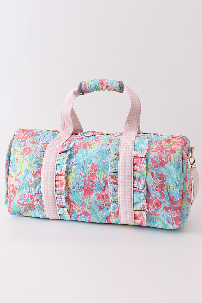 Green floral travel bag