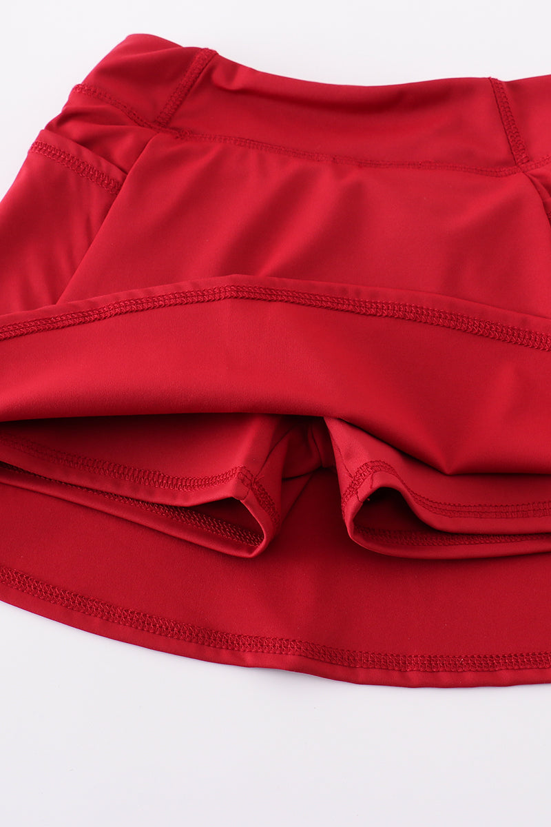 Red active sporty yoga girl skirt (skirt has build in liner)