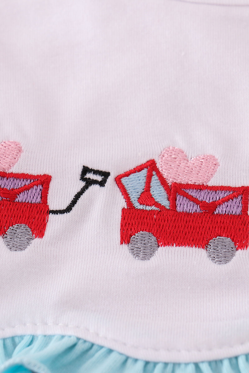 Valentine's day heart envelope embroidery plaid girl dress