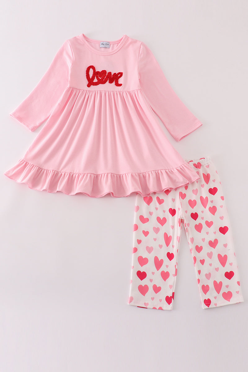 Valentine love french knot girl set