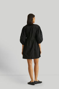 Reistor-Reistor Shirt Dress with Balloon Sleeves in Black-Whoopsie Daisy