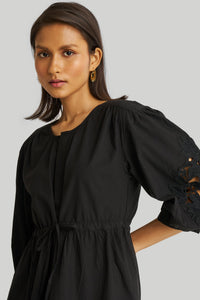 Reistor-Reistor Shirt Dress with Balloon Sleeves in Black-Whoopsie Daisy