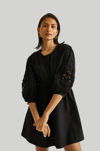 Reistor-Reistor Shirt Dress with Balloon Sleeves in Black-Whoopsie Daisy