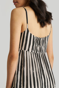 Reistor-Reistor Strappy Tiered Maxi Dress in Black Stripes-Whoopsie Daisy